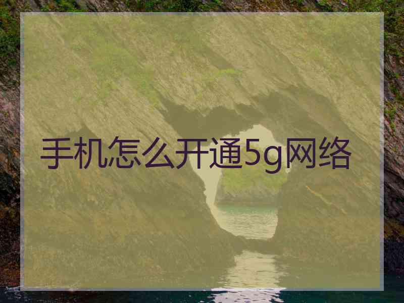 手机怎么开通5g网络